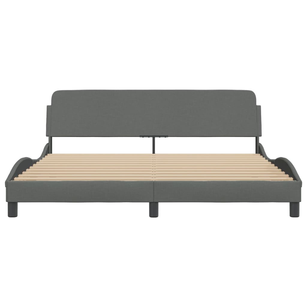 vidaXL Bed Frame with Headboard Dark Gray 39.4"x79.9" Twin XL Fabric-57