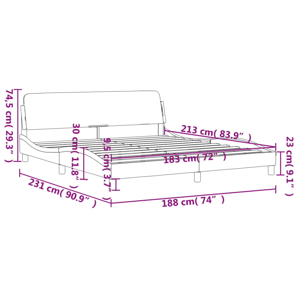 vidaXL Bed Frame with Headboard Dark Gray 39.4"x79.9" Twin XL Fabric-15