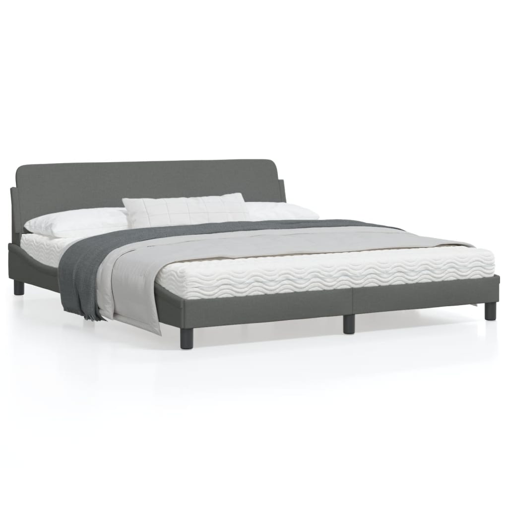 vidaXL Bed Frame with Headboard Dark Gray 39.4"x79.9" Twin XL Fabric-41