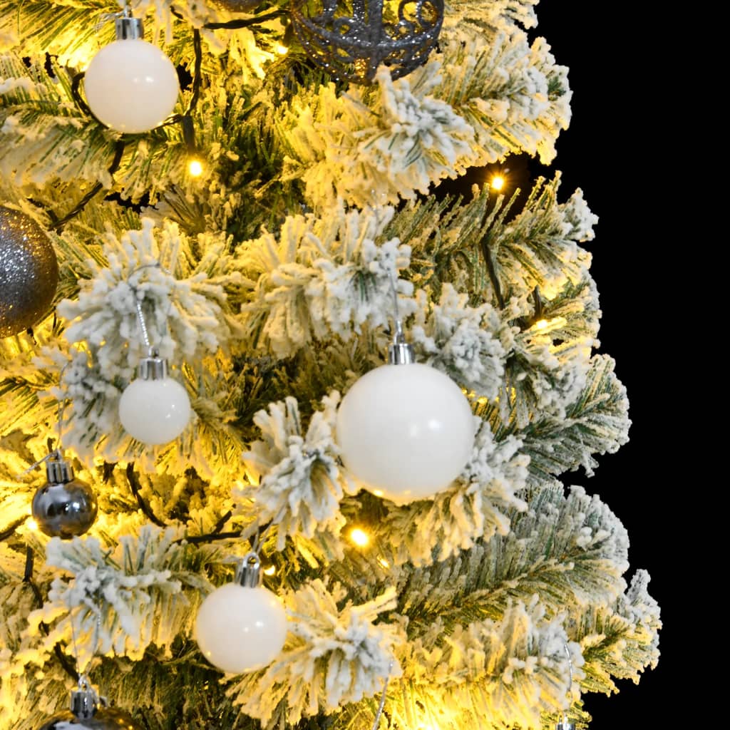 vidaXL Artificial Hinged Christmas Tree 150 LEDs & Ball Set 47.2"-1