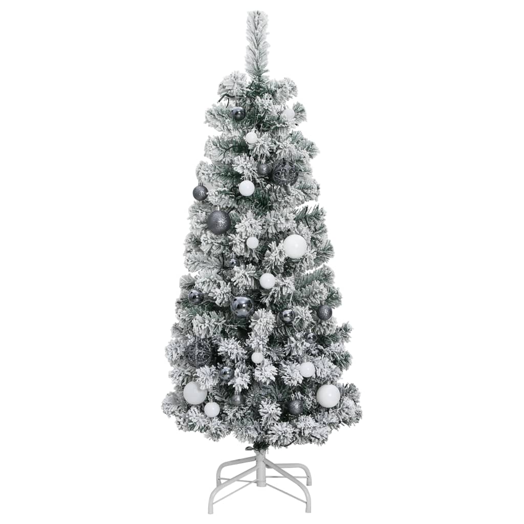 vidaXL Artificial Hinged Christmas Tree 150 LEDs & Ball Set 47.2"-3