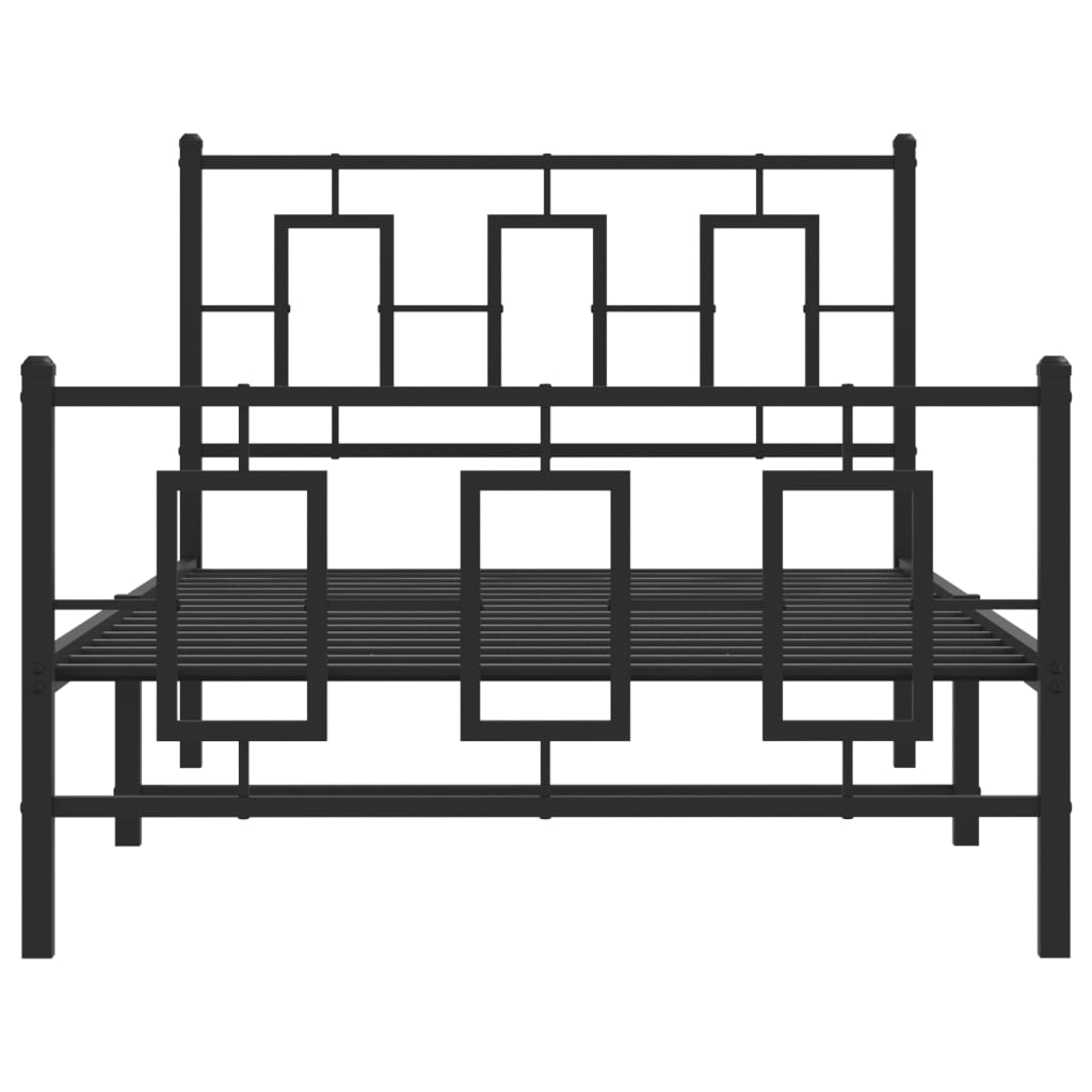 vidaXL Metal Bed Frame with Headboard and Footboard Black 39.4"x78.7"-3