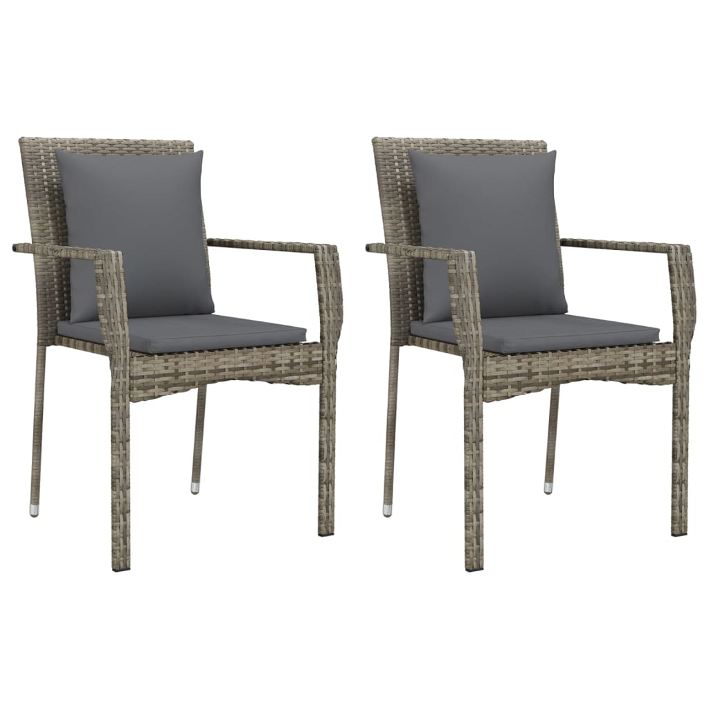 vidaXL 9 Piece Patio Dining Set with Cushions Gray Poly Rattan-3