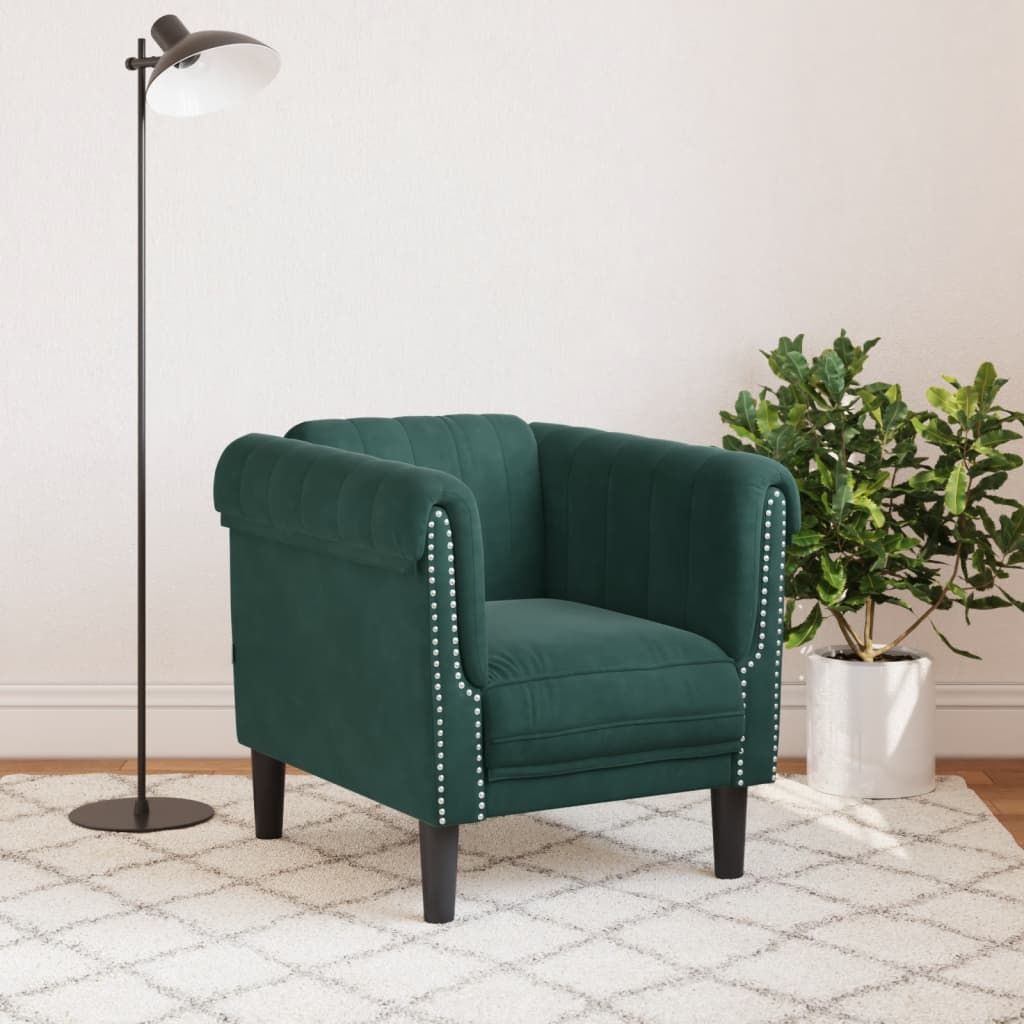 vidaXL Sofa Chair Dark Green Velvet-2