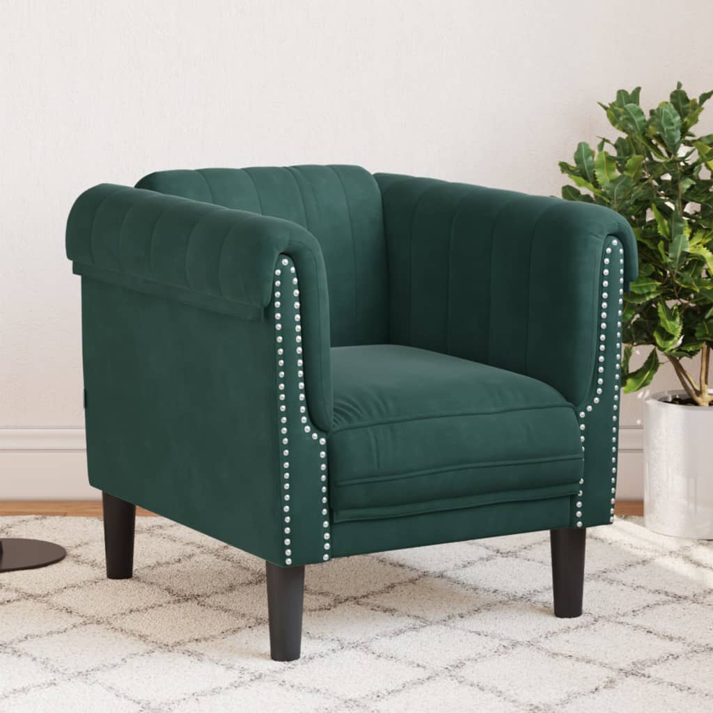 vidaXL Sofa Chair Dark Green Velvet-0