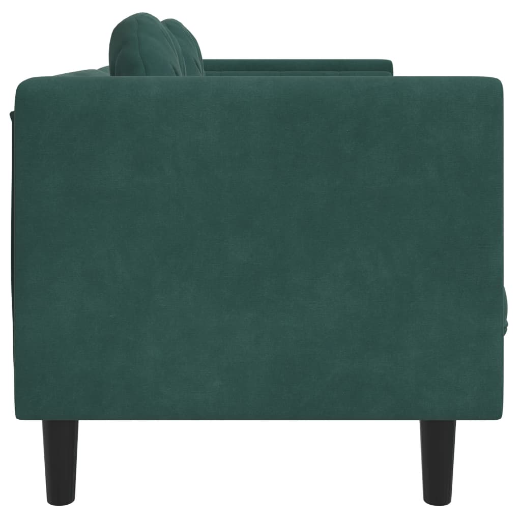 vidaXL Sofa with Cushions 2-Seater Dark Green Velvet-3