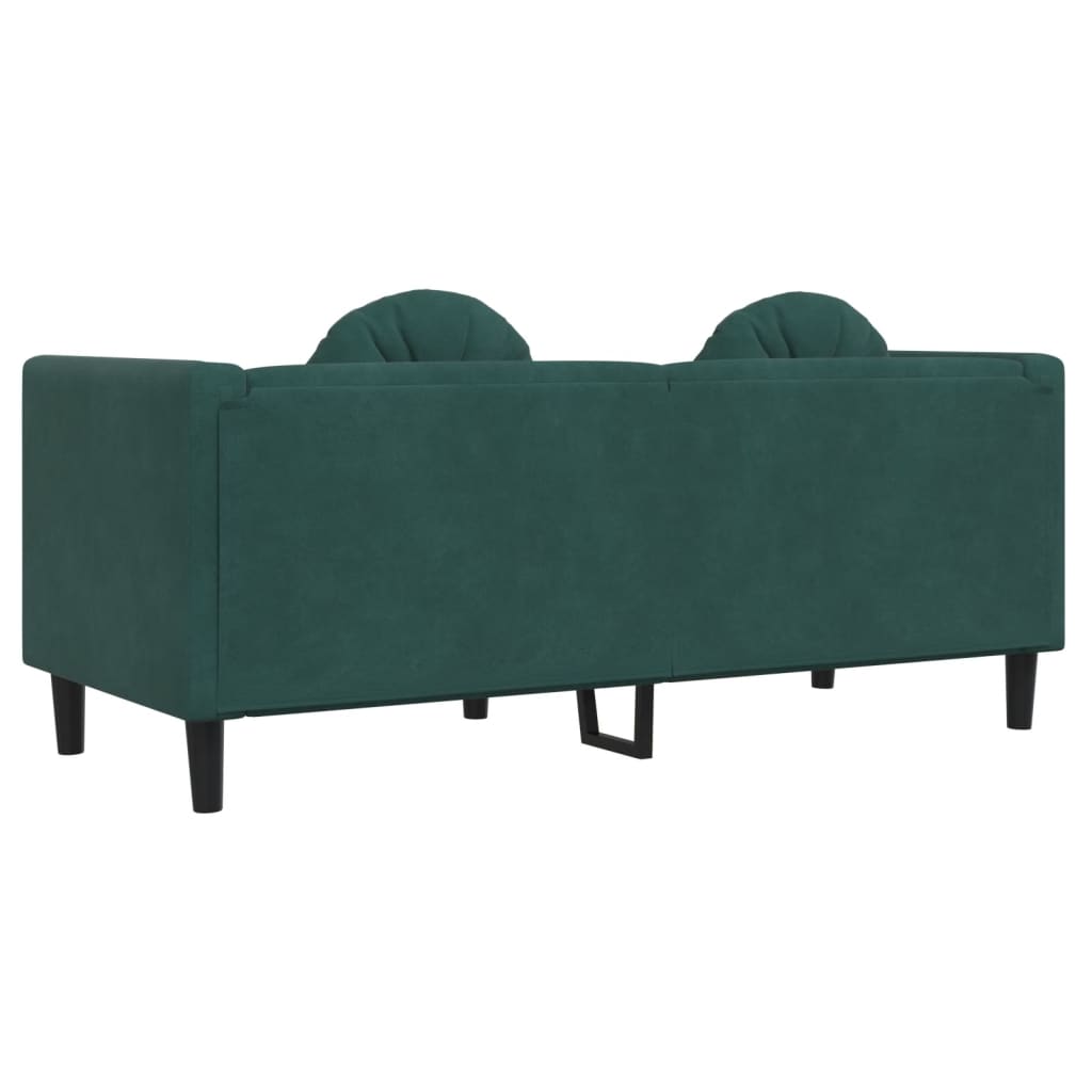 vidaXL Sofa with Cushions 2-Seater Dark Green Velvet-4