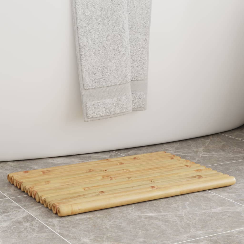 vidaXL Bath Mats Doormat Shower Accent Bathroom Kitchen Backyard 2 Pcs Bamboo-0