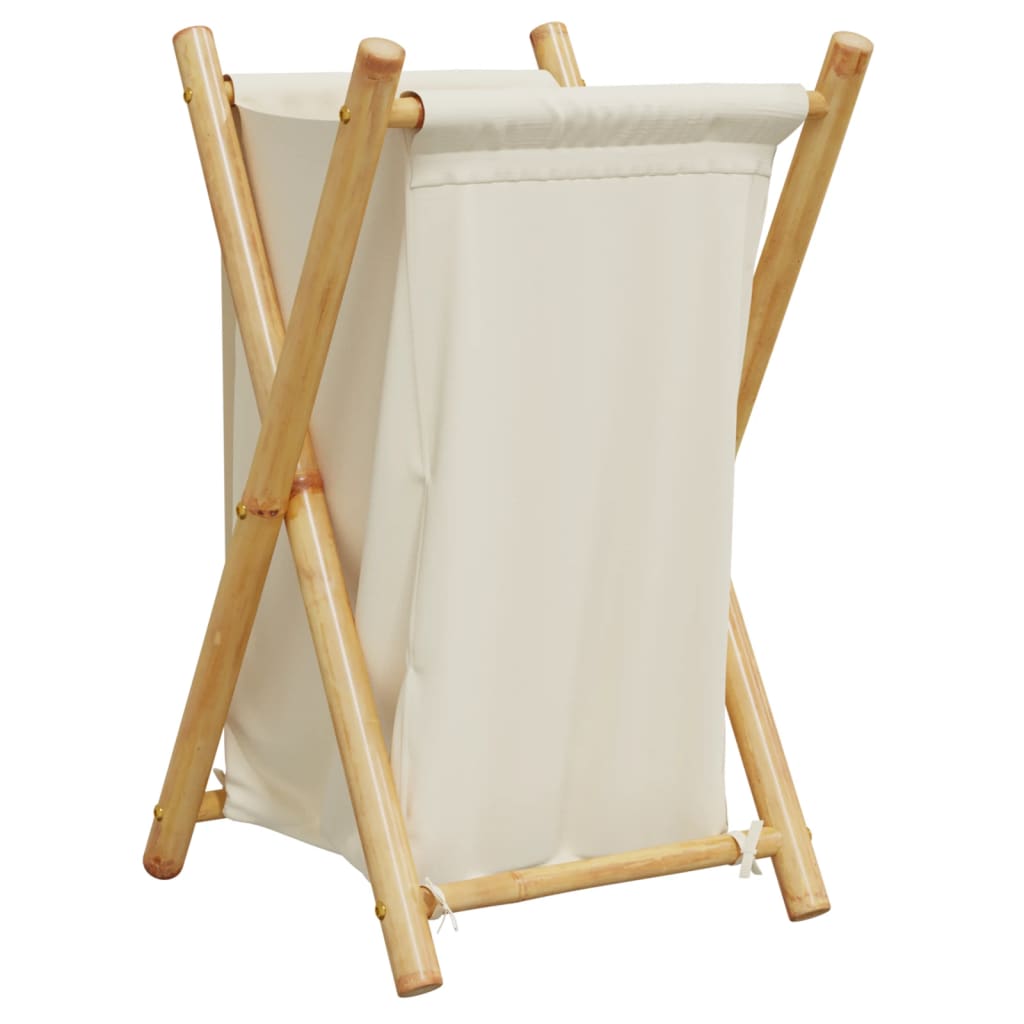 vidaXL Laundry Basket Washing Clothes Hamper Organizer Cream White Bamboo-1