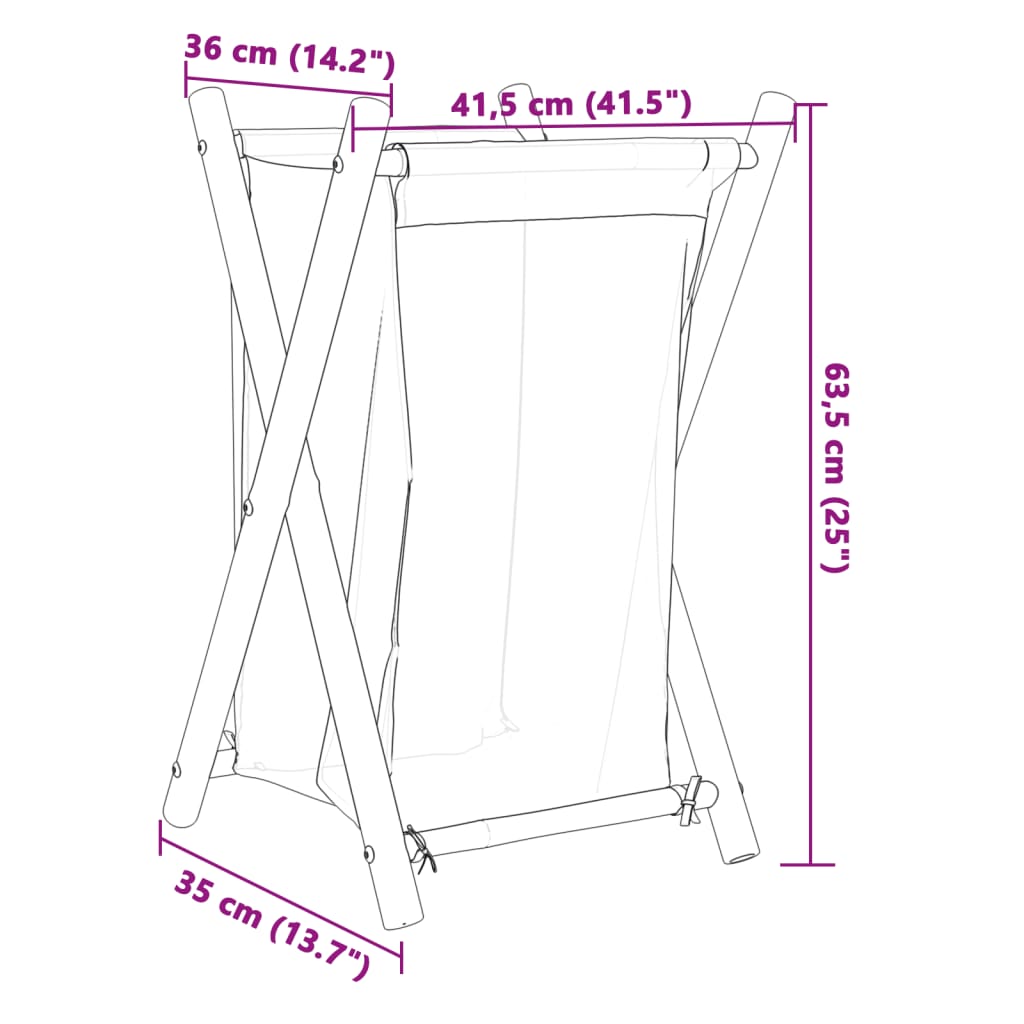 vidaXL Laundry Basket Washing Clothes Hamper Organizer Cream White Bamboo-3