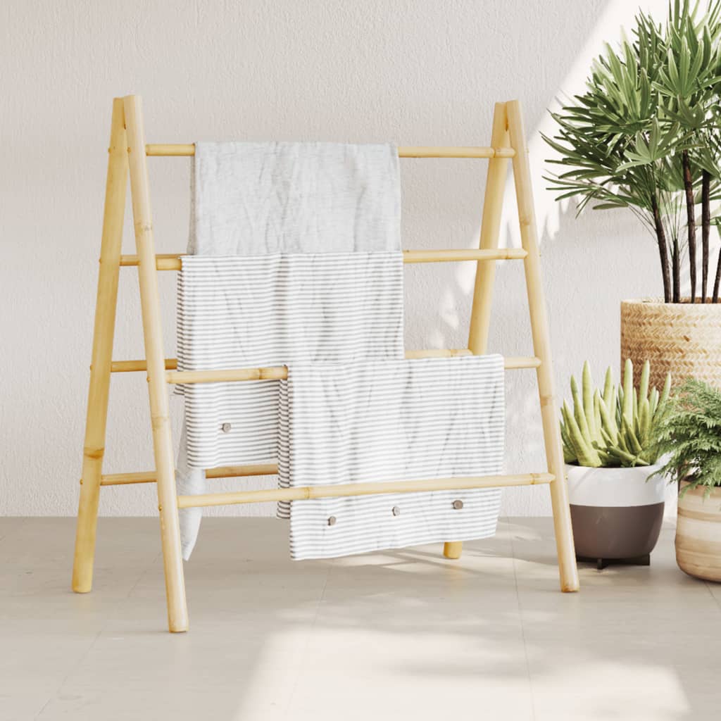 vidaXL Double Towel Ladder with 4 Rungs 35.4"x19.7"x39.4" Bamboo-0