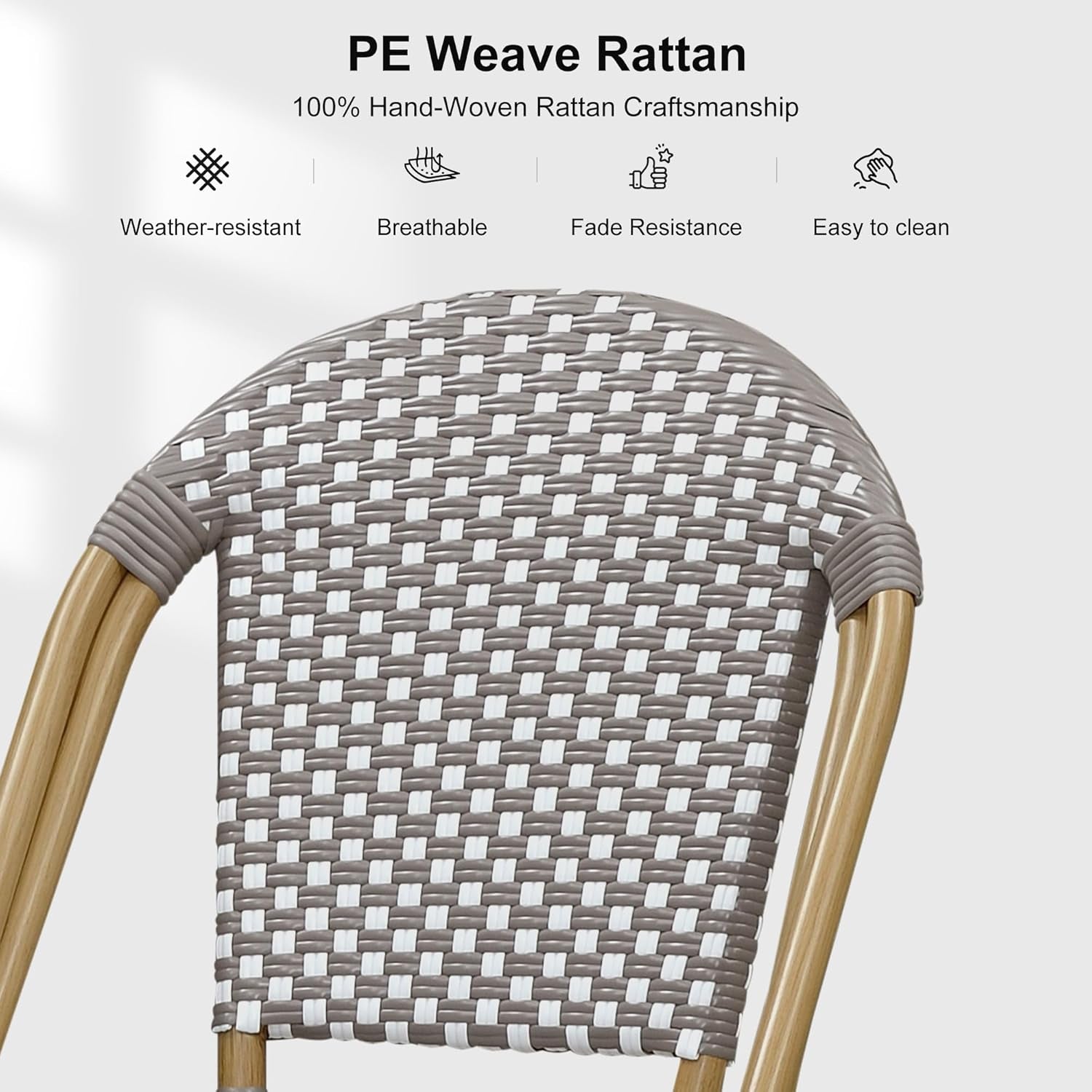French Style Rattan Bar Stools Set for Outdoor Spaces