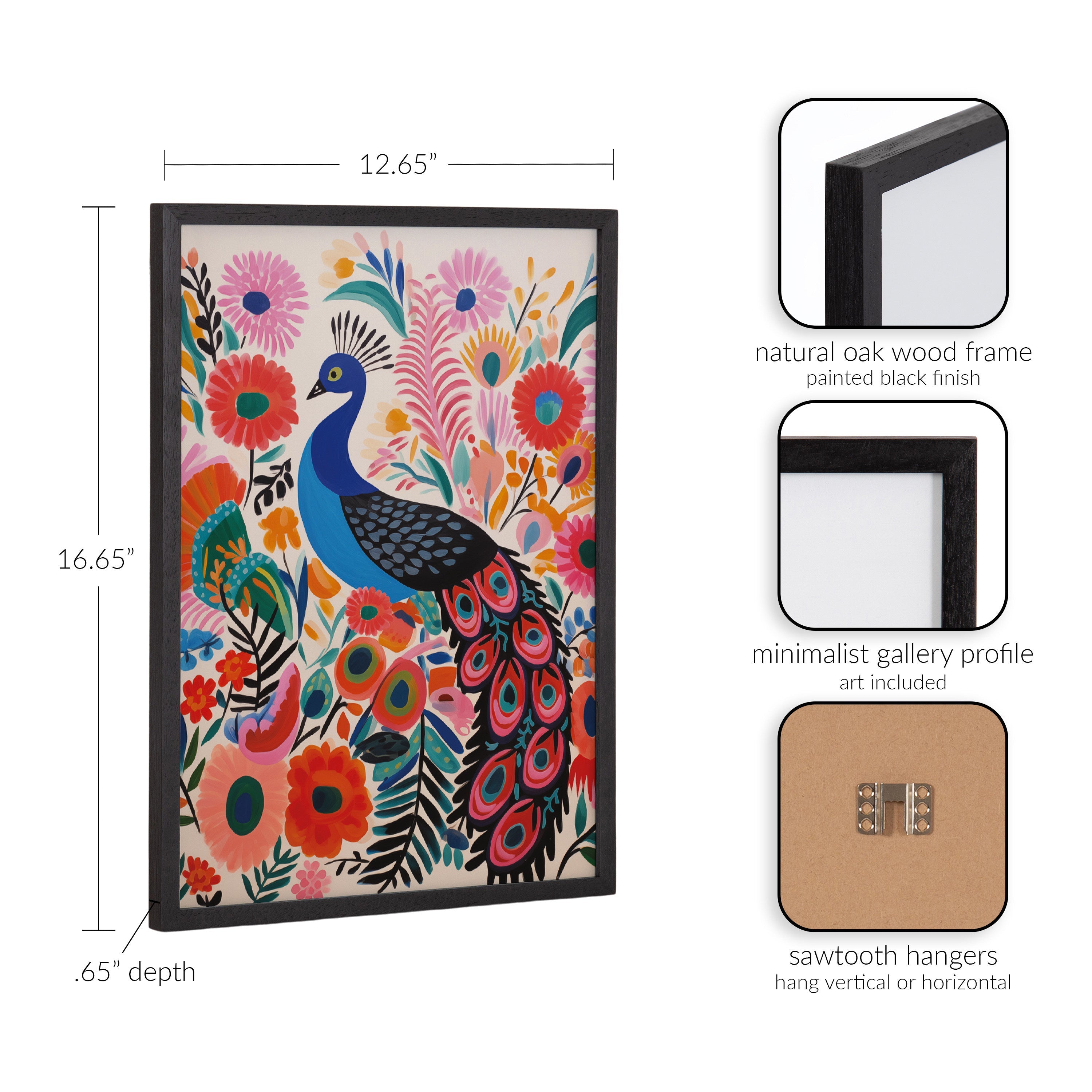 Gallery Bright Colorful Boho Peacock and Botanicals Print by The Creative Bunch Studio