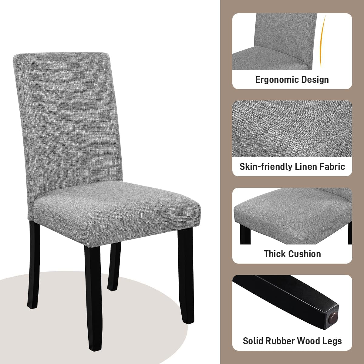 Solid Round Dining Table Set Five Piece Grey And Black