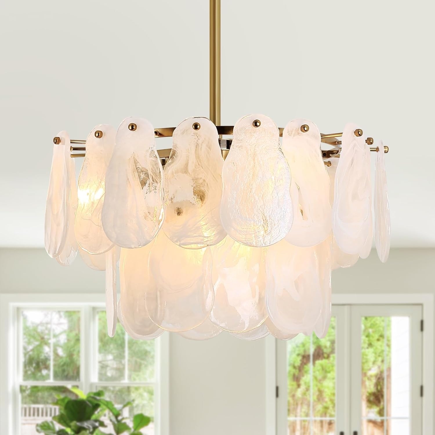 Gold Cloud Glass Chandelier 17.7 Inch Handcrafted Light-0
