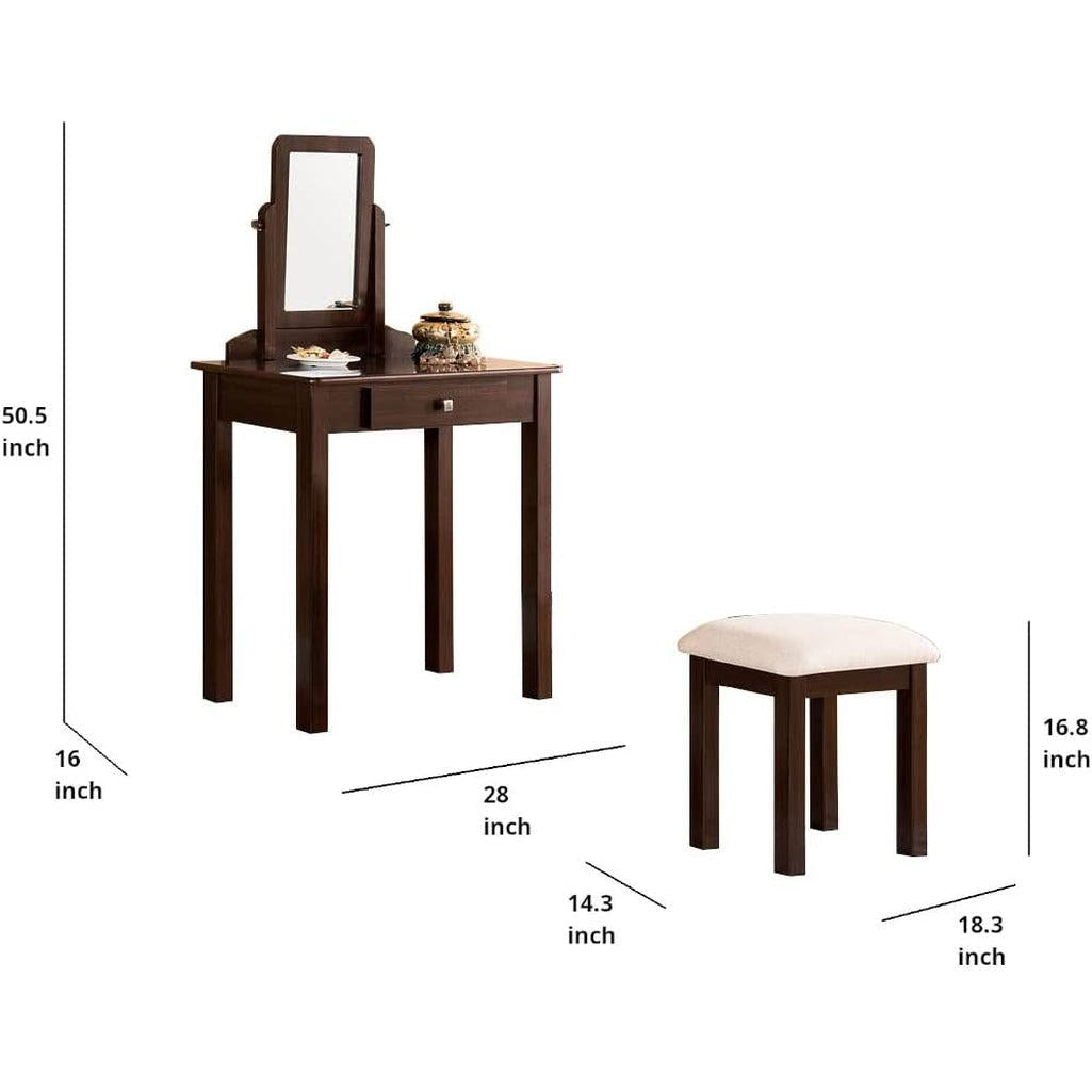 Espresso Transitional Vanity Set With Mirror For Home Use
