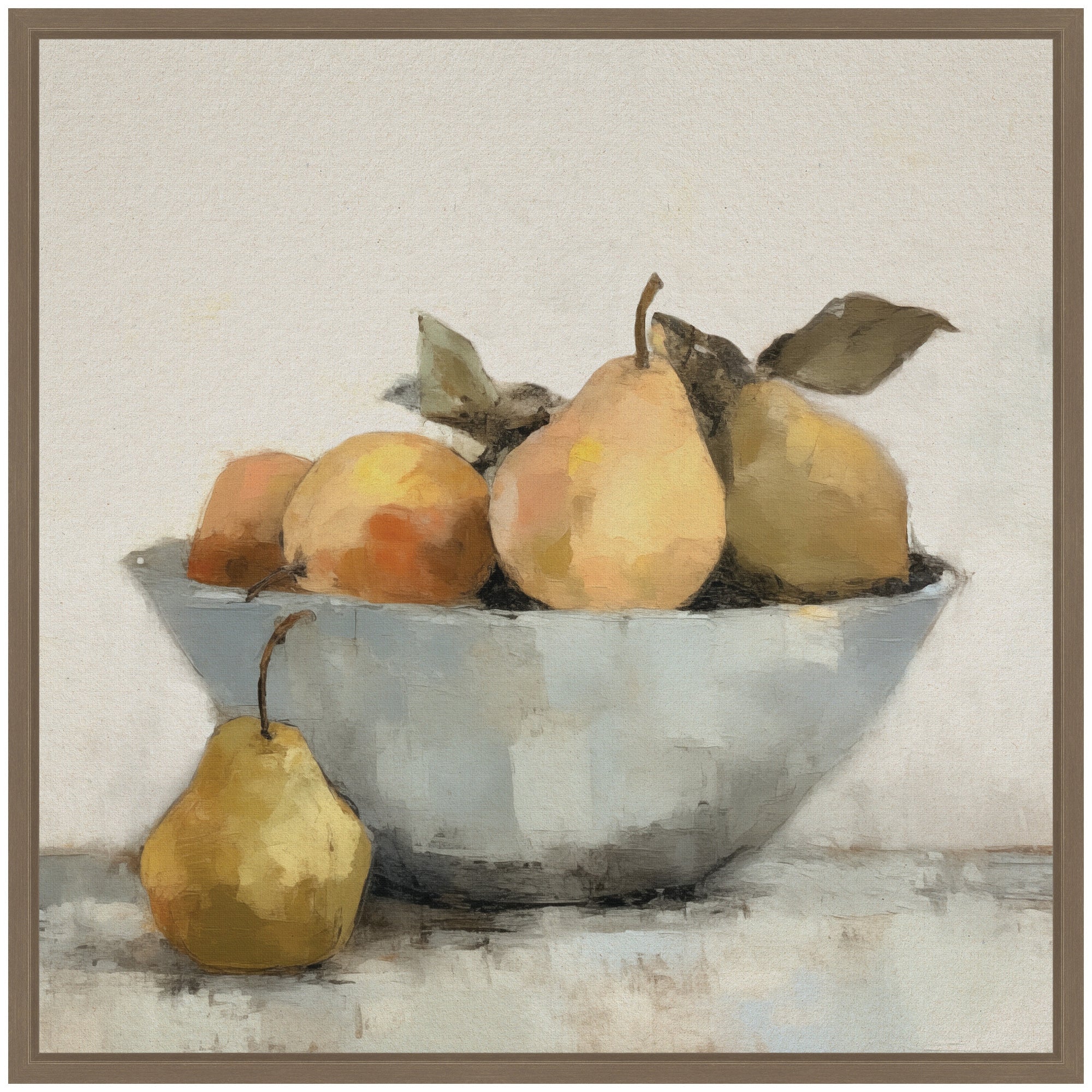 Sylvie Still Life Fruit In A Bowl Vintage Style Framed Canvas by The Creative Bunch Studio