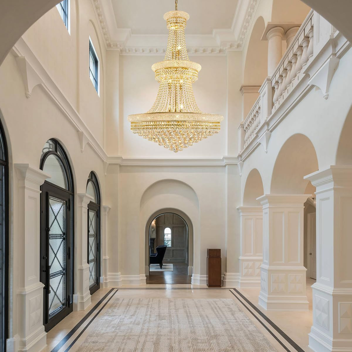 Radiant Golden Crystal Chandelier For Large Entrance-1