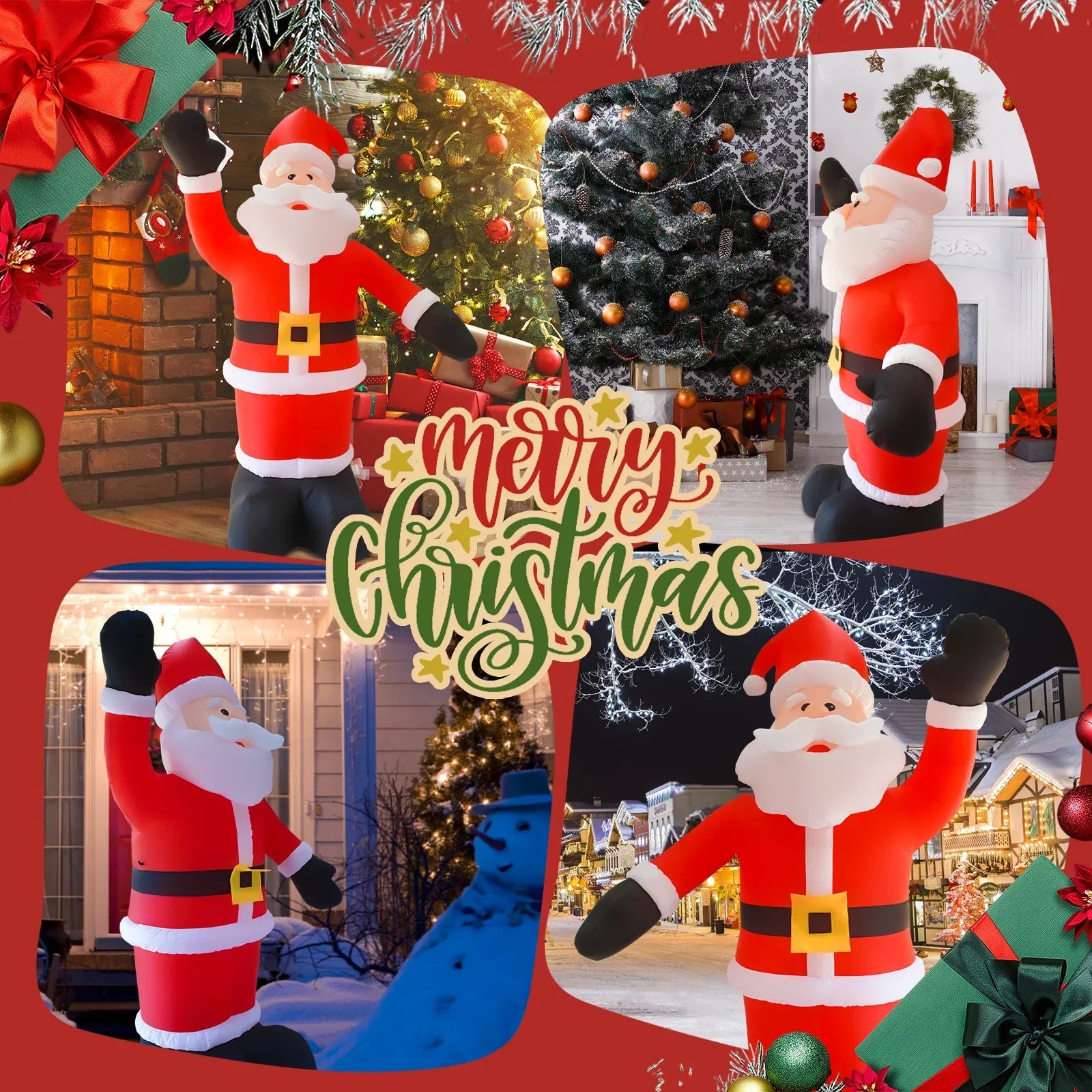 8FT Tall Inflatable Santa Claus with 9 LED Lights-2