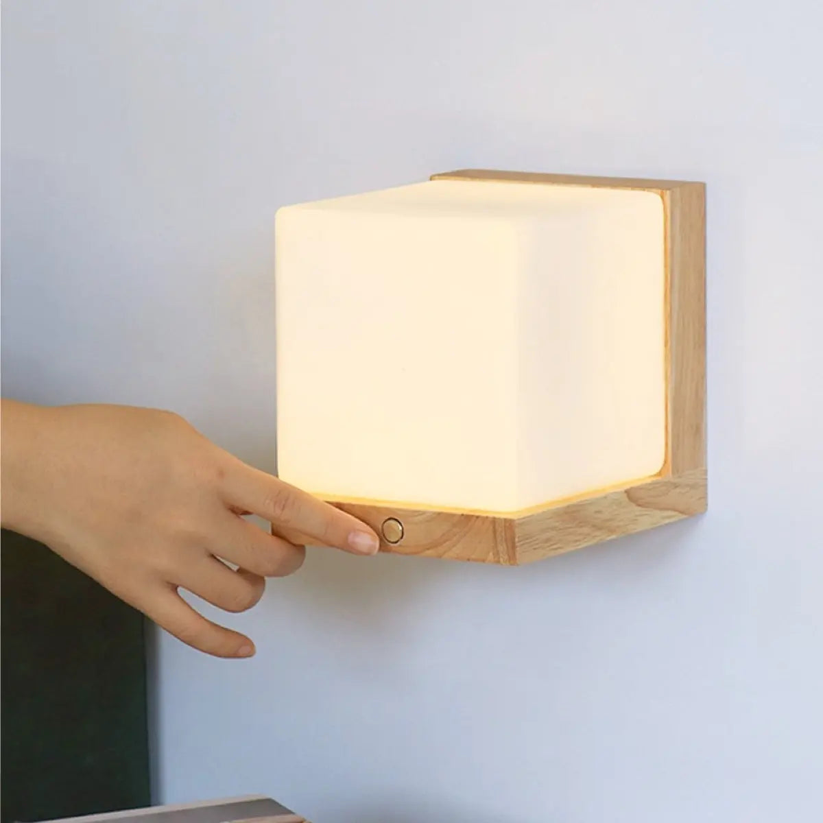 Lizzy Square Rechargeable Wooden Wall Lamp – Cordless, Dimmable, and Stylish Lighting-2