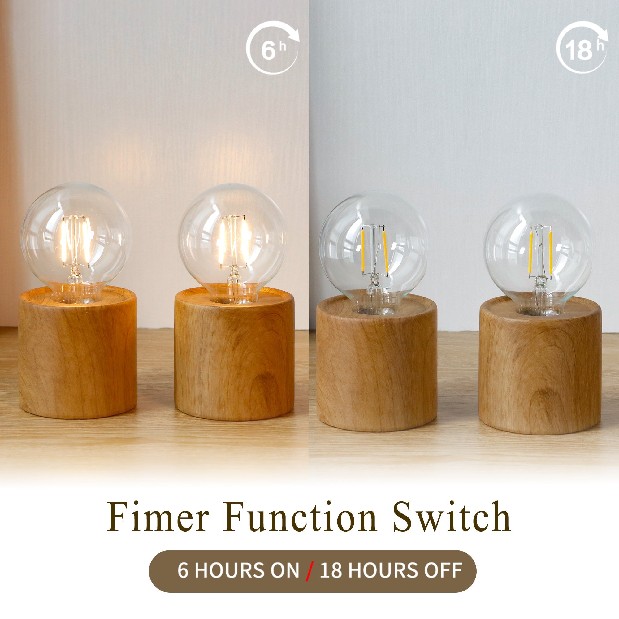 JHY DESIGN 6.5" Tall Ceramic Set of 2 Wood Grain Table Lamp-2