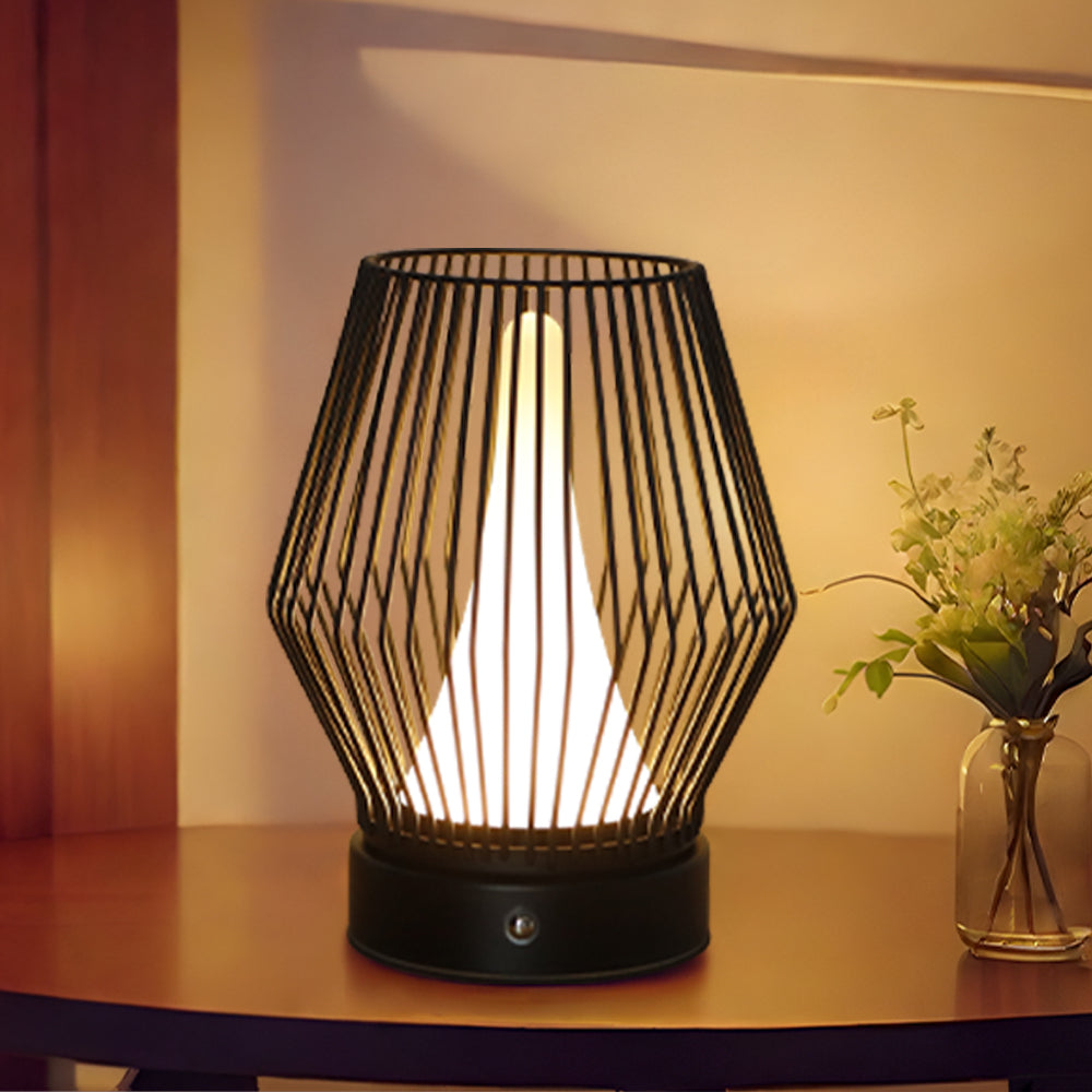 TRIROCKS Portable Cordless Lantern Outdoor Table Lamp Rechargeable Lantern 3000mAh LED Battery Operated Table Lamps Easy 3-Step Touch Dimmable Outdoor Night Lamp Lantern for Home Bedroom(Black)-2