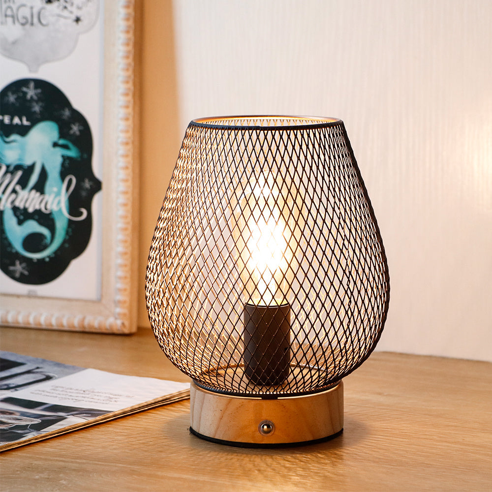 JHY DESIGN's 8"H Touch Adjustable Table Lamp(Bronze Egg, Wooden Base)-0