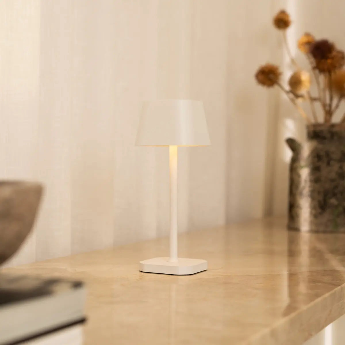 Ava White Rechargeable Table Lamp – Stylish, Cordless & Dimmable Lighting-4