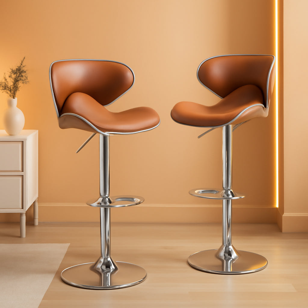 Masaccio Bar Stool Caramel Leatherette Adjustable Height