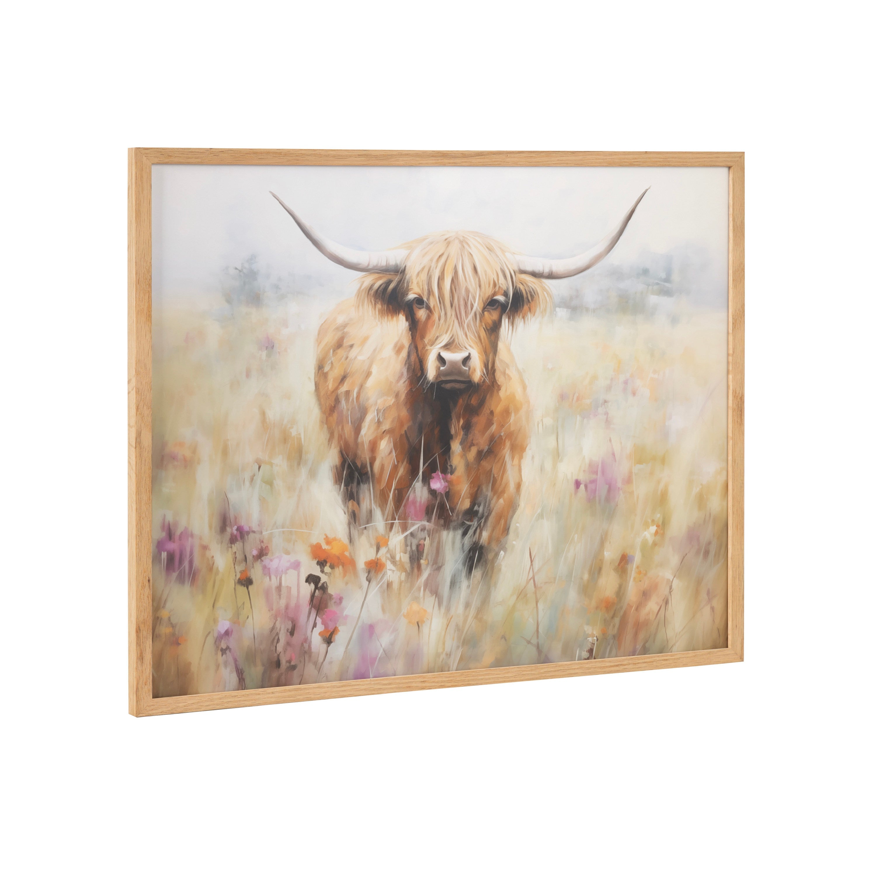 Gallery Highland Cow in a Flower Field Landscape Print by The Creative Bunch Studio