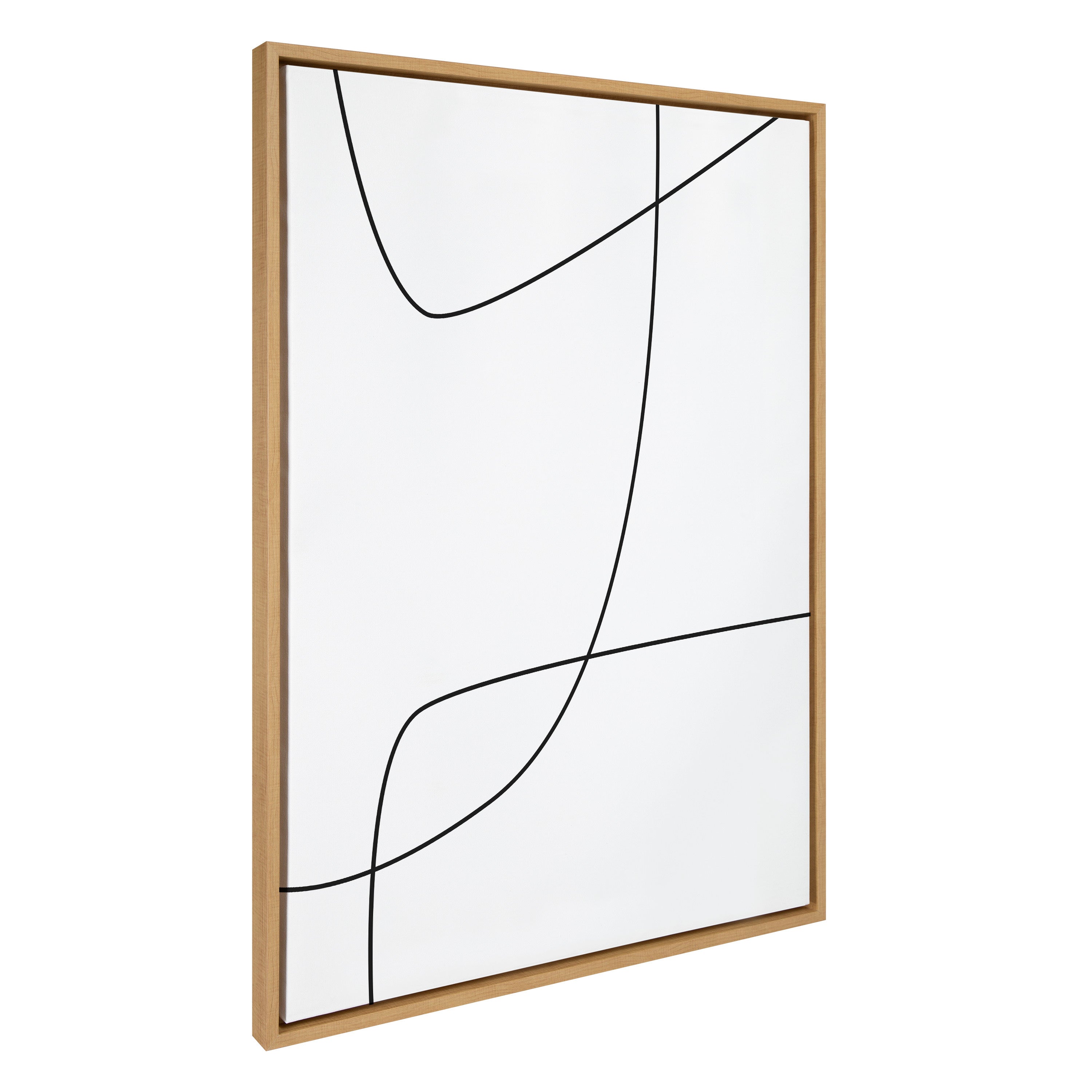 Sylvie Modern Line Abstract 3 BW Framed Canvas by The Creative Bunch Studio