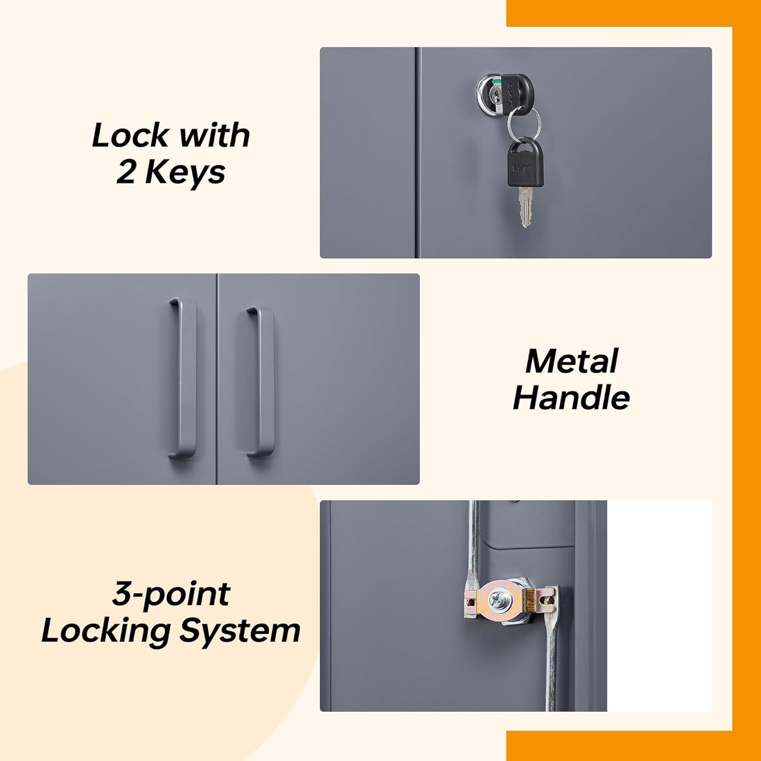 Lockable Metal Storage Cabinet With Adjustable Shelves