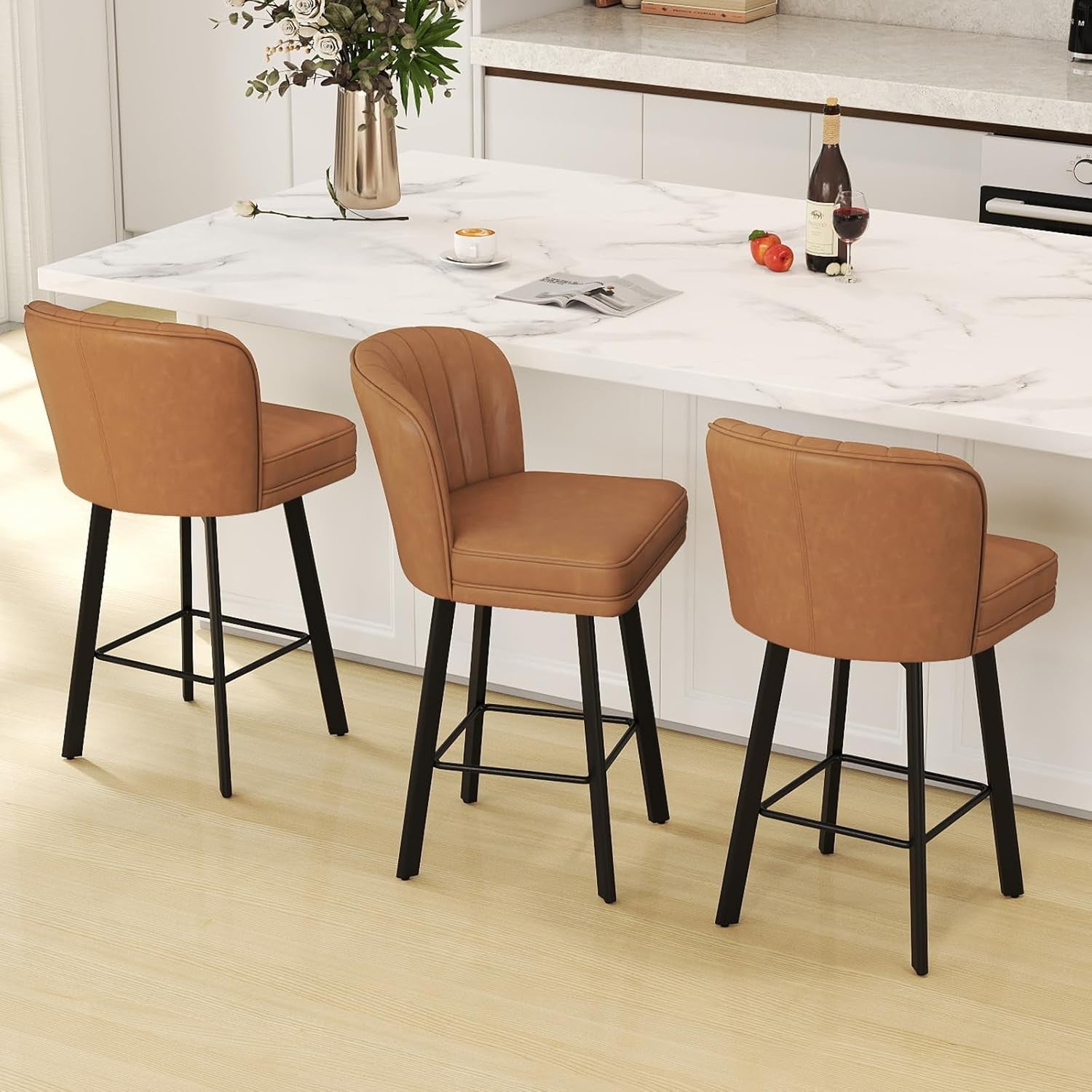 Modern Swivel Counter Height Bar Stools Set of Two