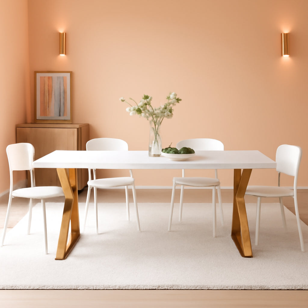 White Gold Sector 87 Inch Modern Dining Table Home