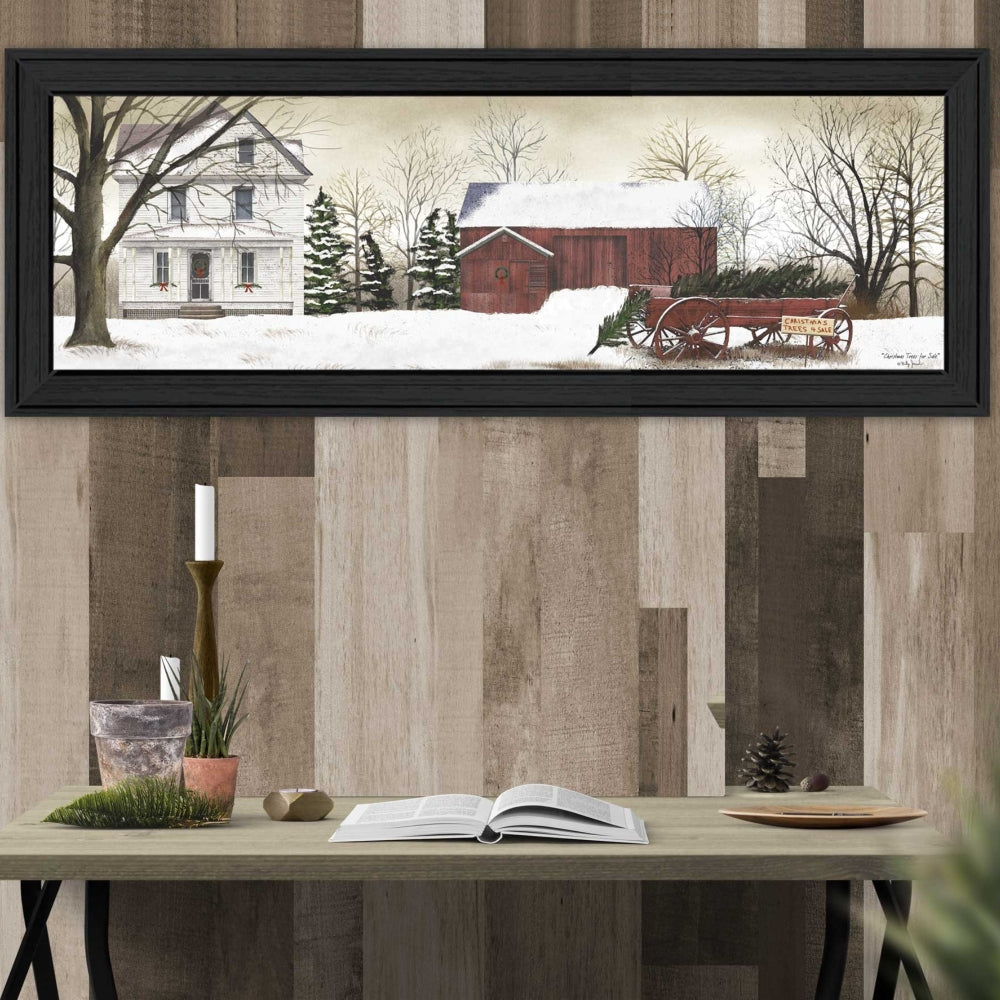 "Christmas Trees for Sale" Framed Wall Art by Billy Jacobs | Farmhouse Holiday Print — Ready to Hang, Living Room & Bedroom Decor