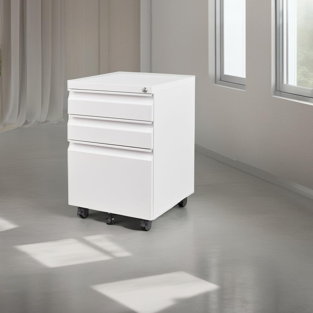 3 Drawer Mobile File Cabinet With Lock Under Desk Filing Cabinet For Home Office