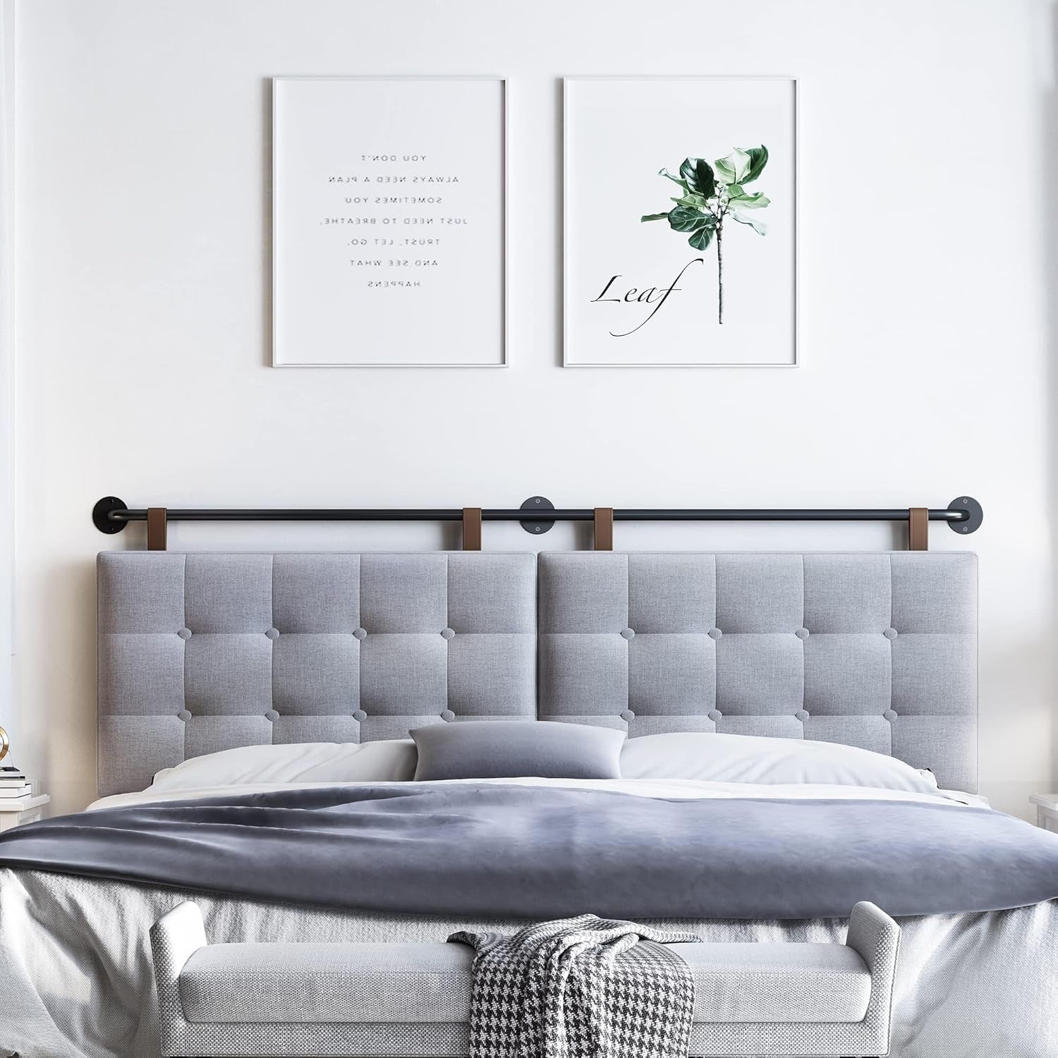 Adjustable Wall Mounted King Size Headboard with Tufting