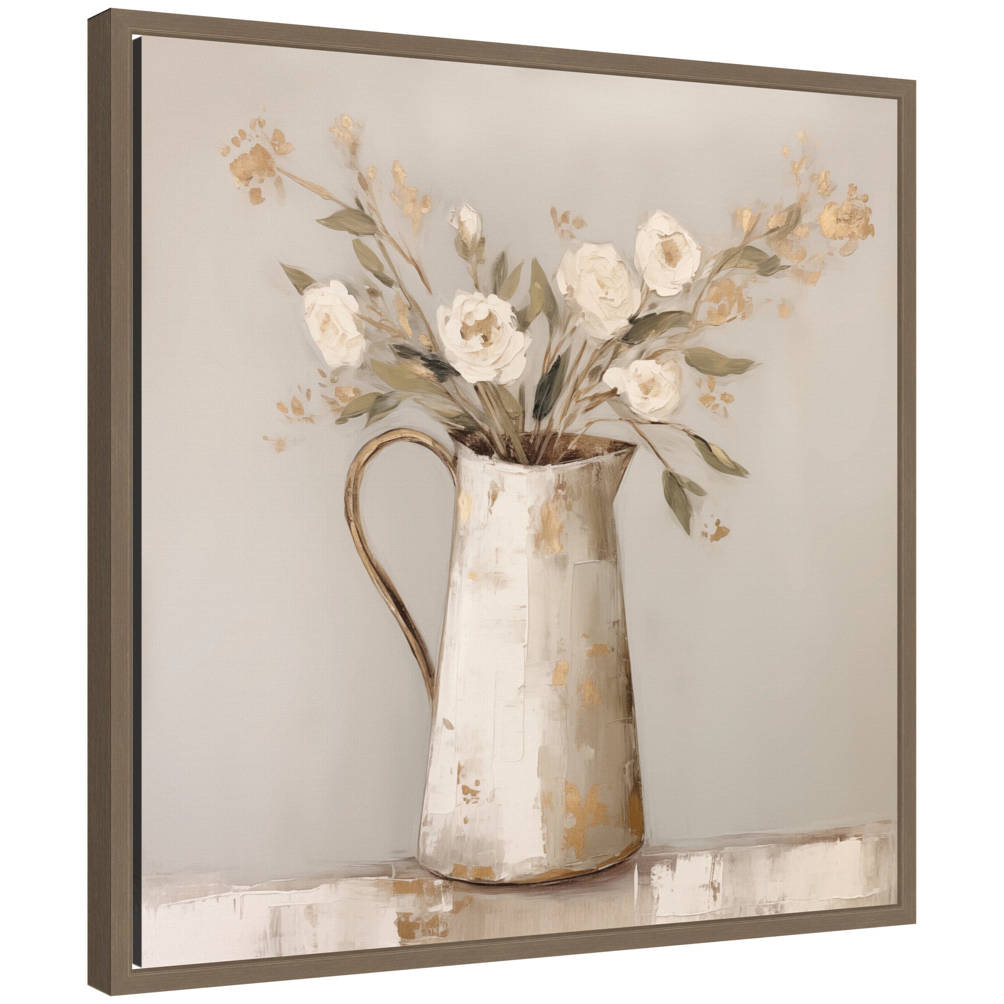 Sylvie Pitcher with Flowers Boho Country 2 Framed Canvas by The Creative Bunch Studio