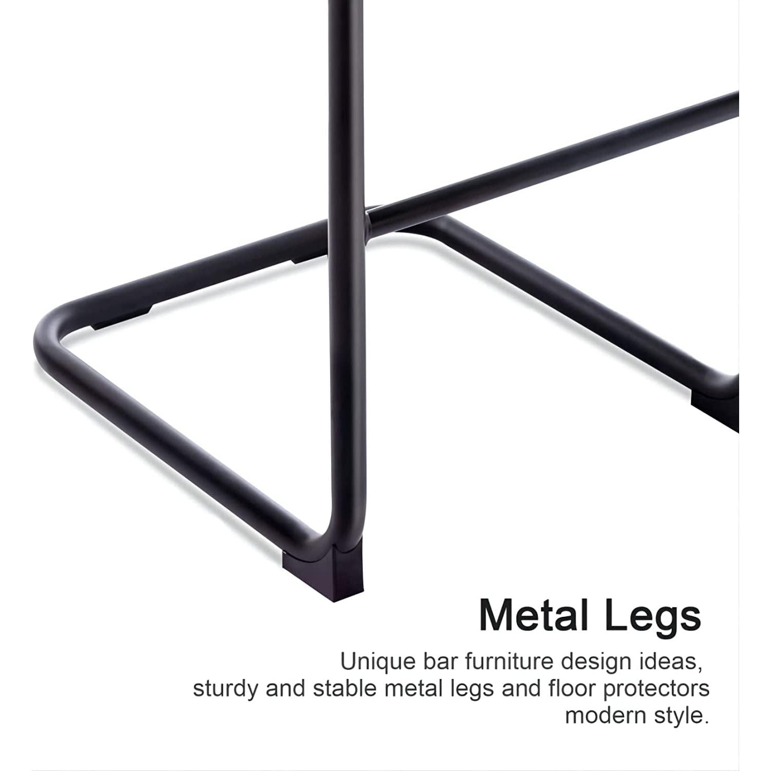 Velvet Bar Height Stools Orange Cantilever Set of 2