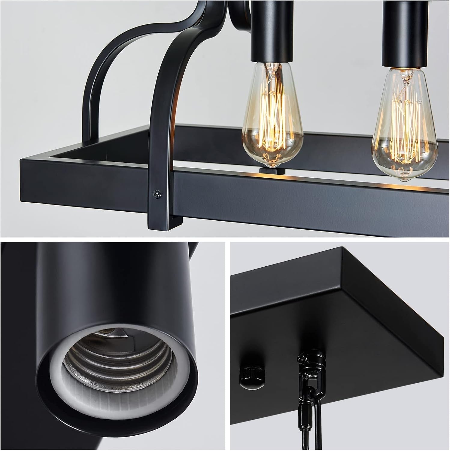 Black 6-Light Metal Pot Hanging Chandelier Fixture-4