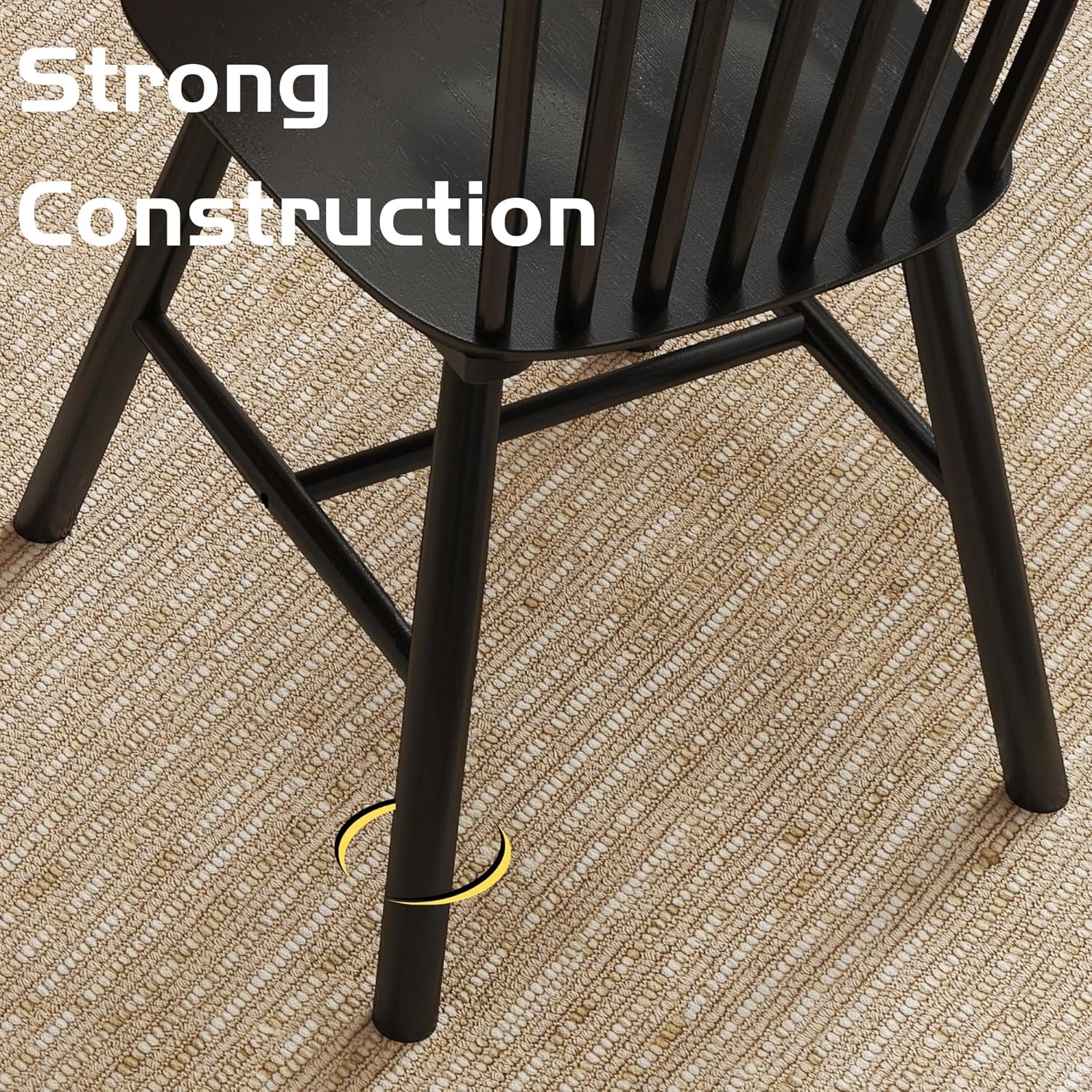 Windsor Spindle Back Dining Chair Armless Black Wood