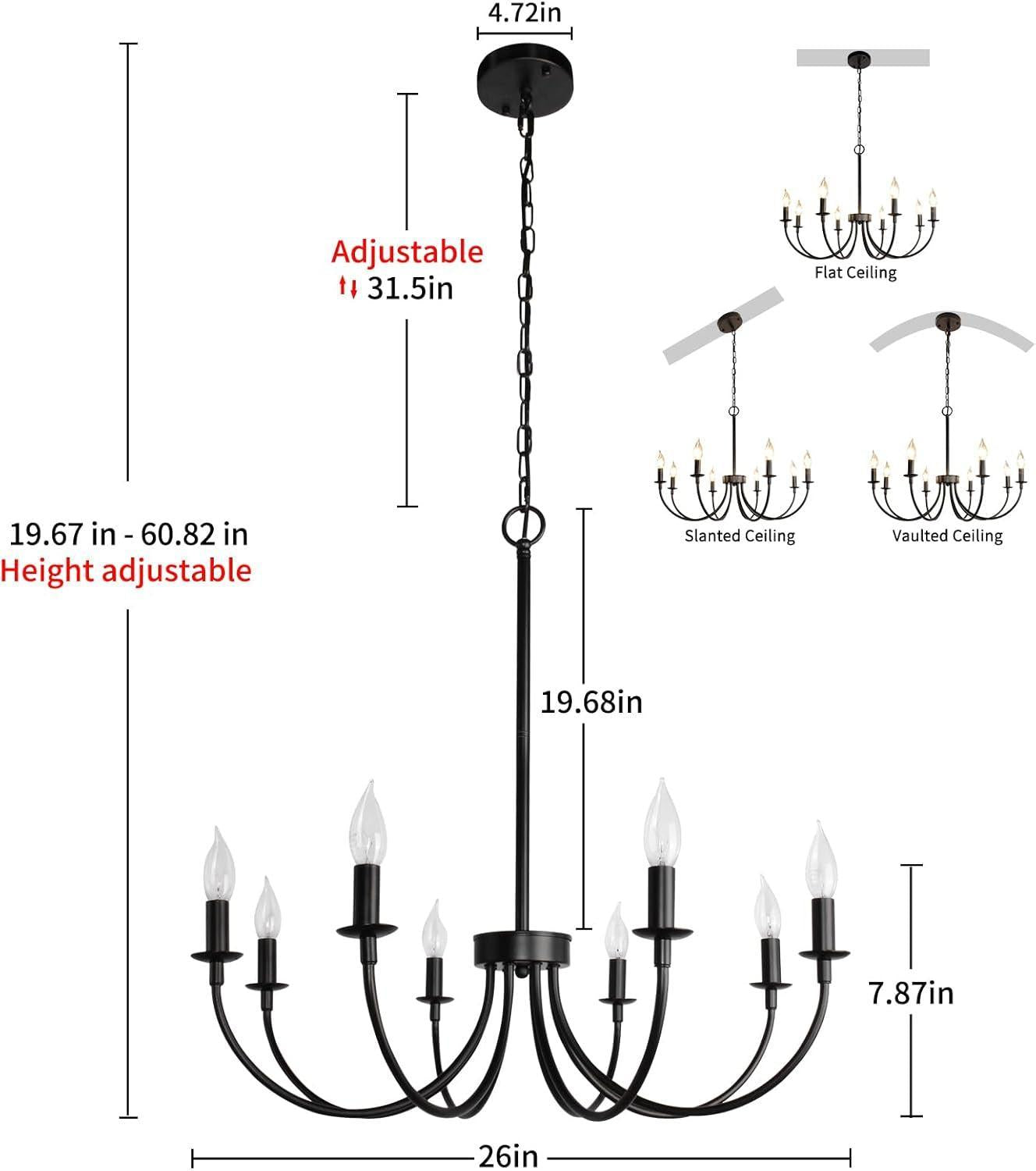 8 Light Black Farmhouse Chandelier for Dining Room-2