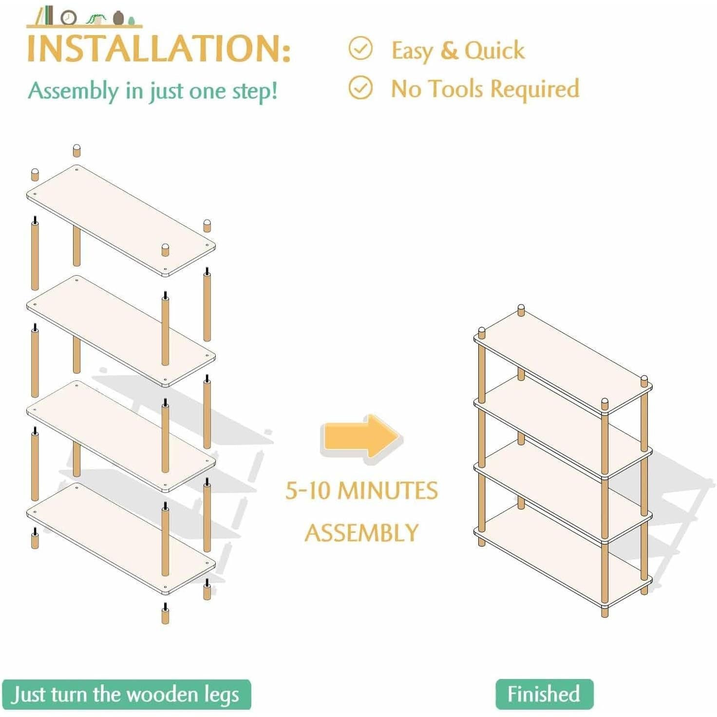 Three Tier White Bookcase Free Standing Display Rack