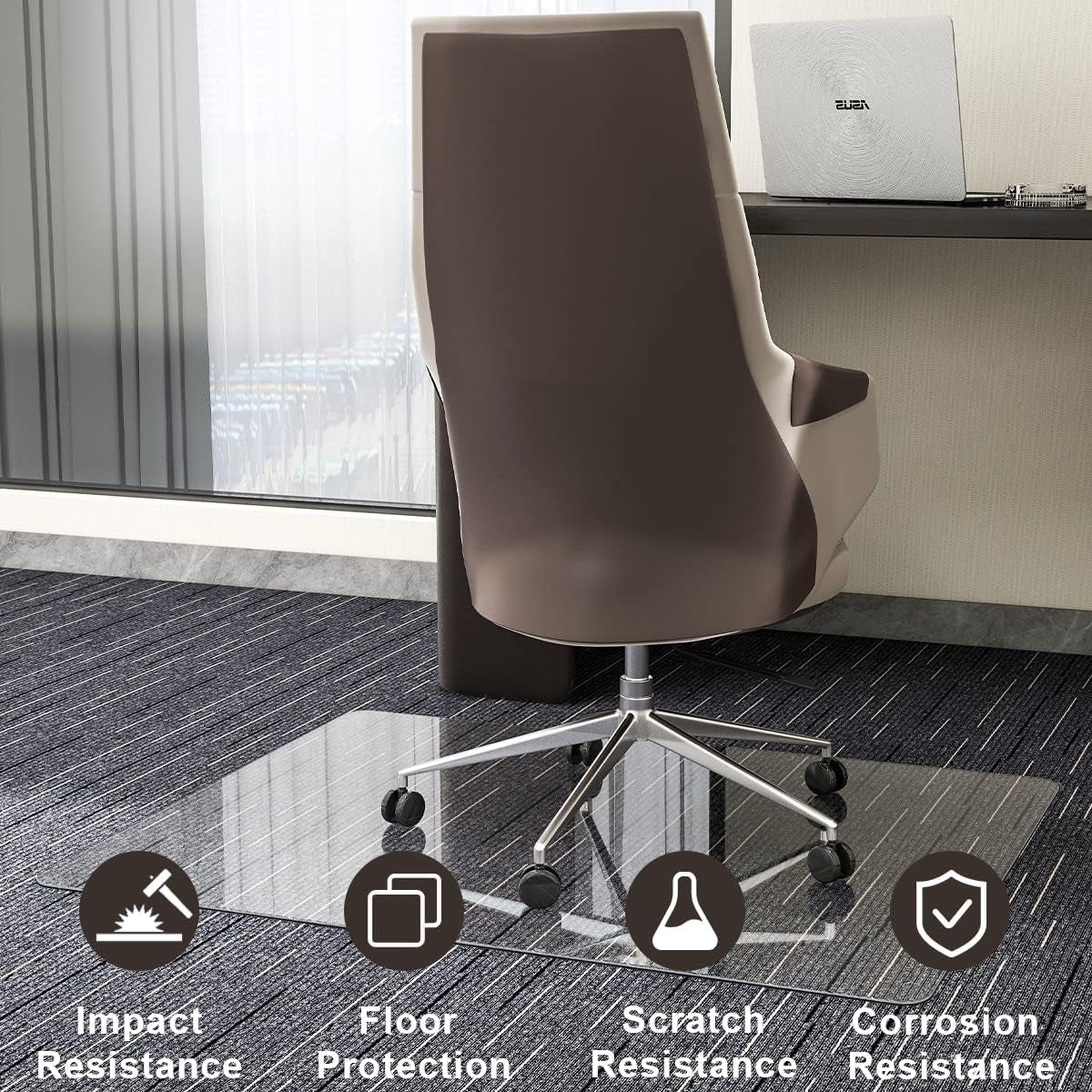 Tempered Glass Chair Mat For Carpet 36x46 Inches Anti Slip