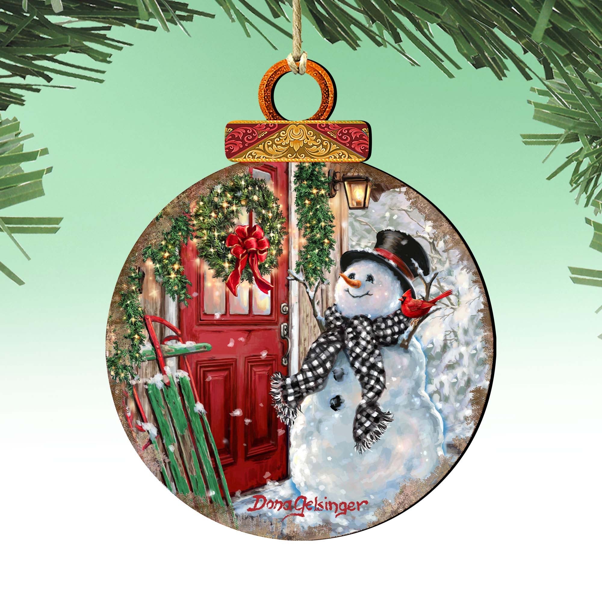 Winter Arrival Snowman Wooden Ornaments by Gelsinger | Christmas Santa Snowman Decor - 8121127DG-0