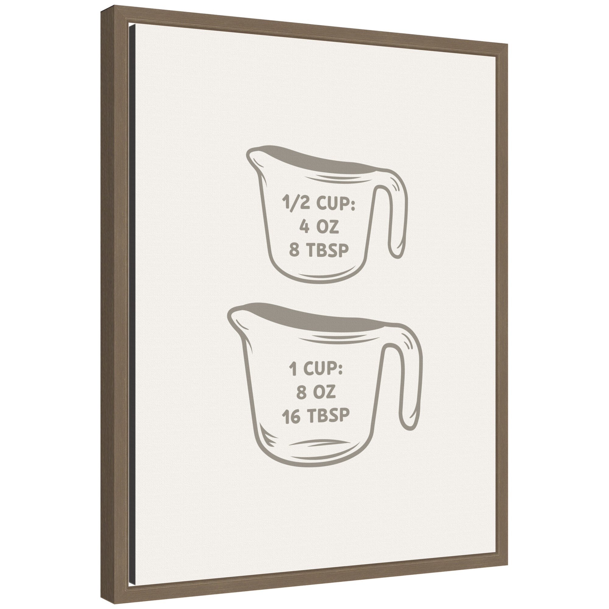 Kitchen Conversion Charts Cups by The Creative Bunch Studio Framed Canvas Wall Art Print