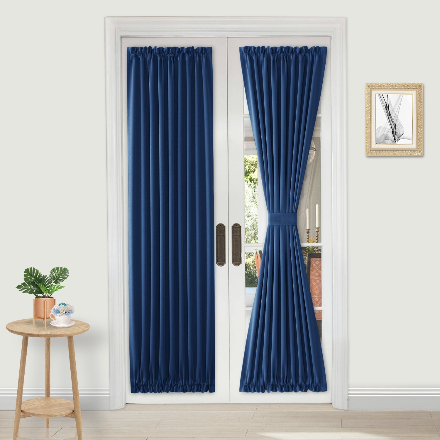 DWCN French Blackout Door Curtains, 1 Curtain Panel with Tieback-9