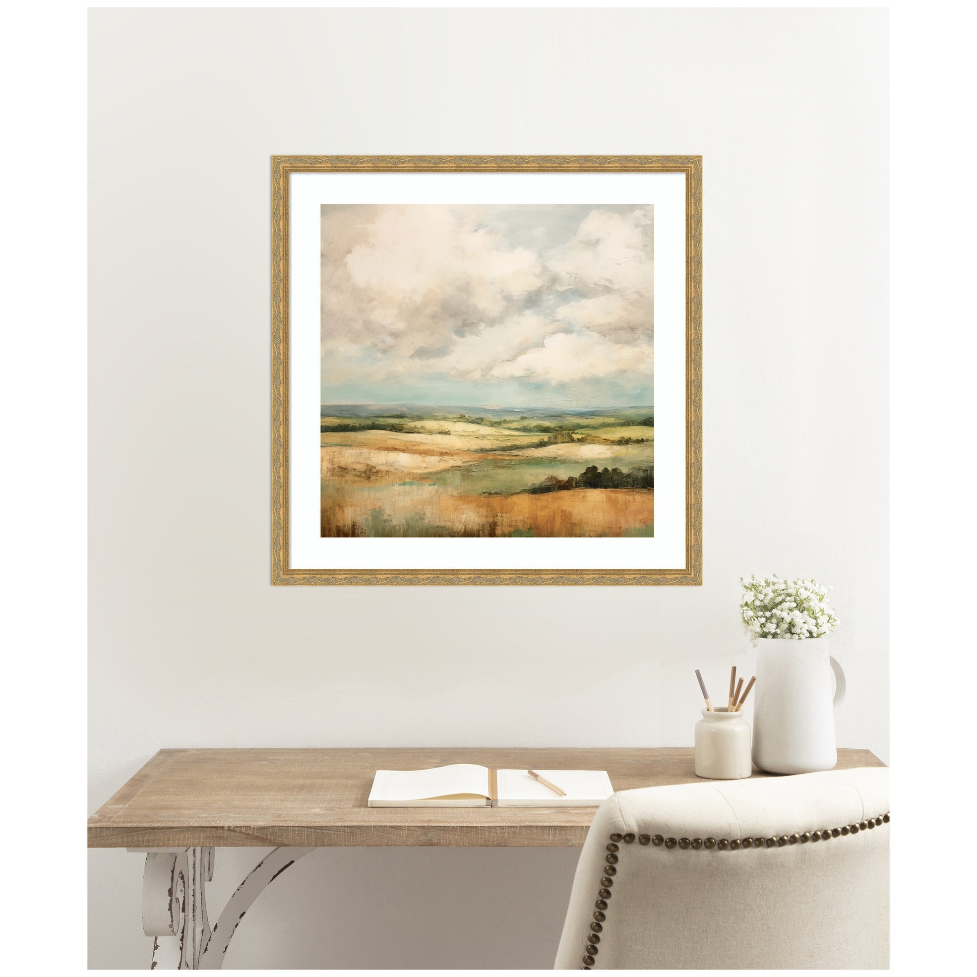 Framed Art Rolling Hills Abstract Landscape by The Creative Bunch Studio