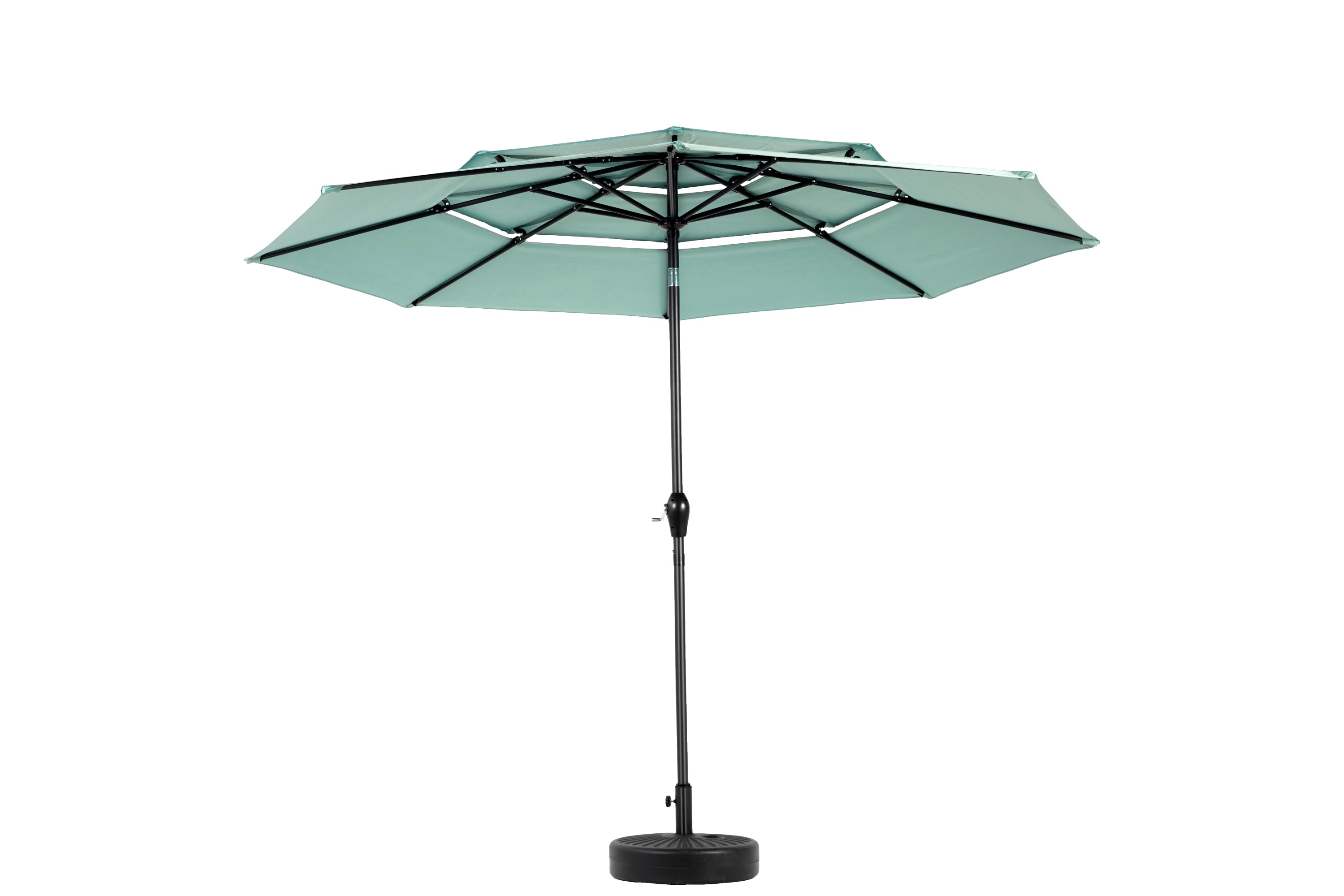 Aluminium 10ft 3 Tier Auto-Tilt Outdoor Patio Umbrella - Light Green