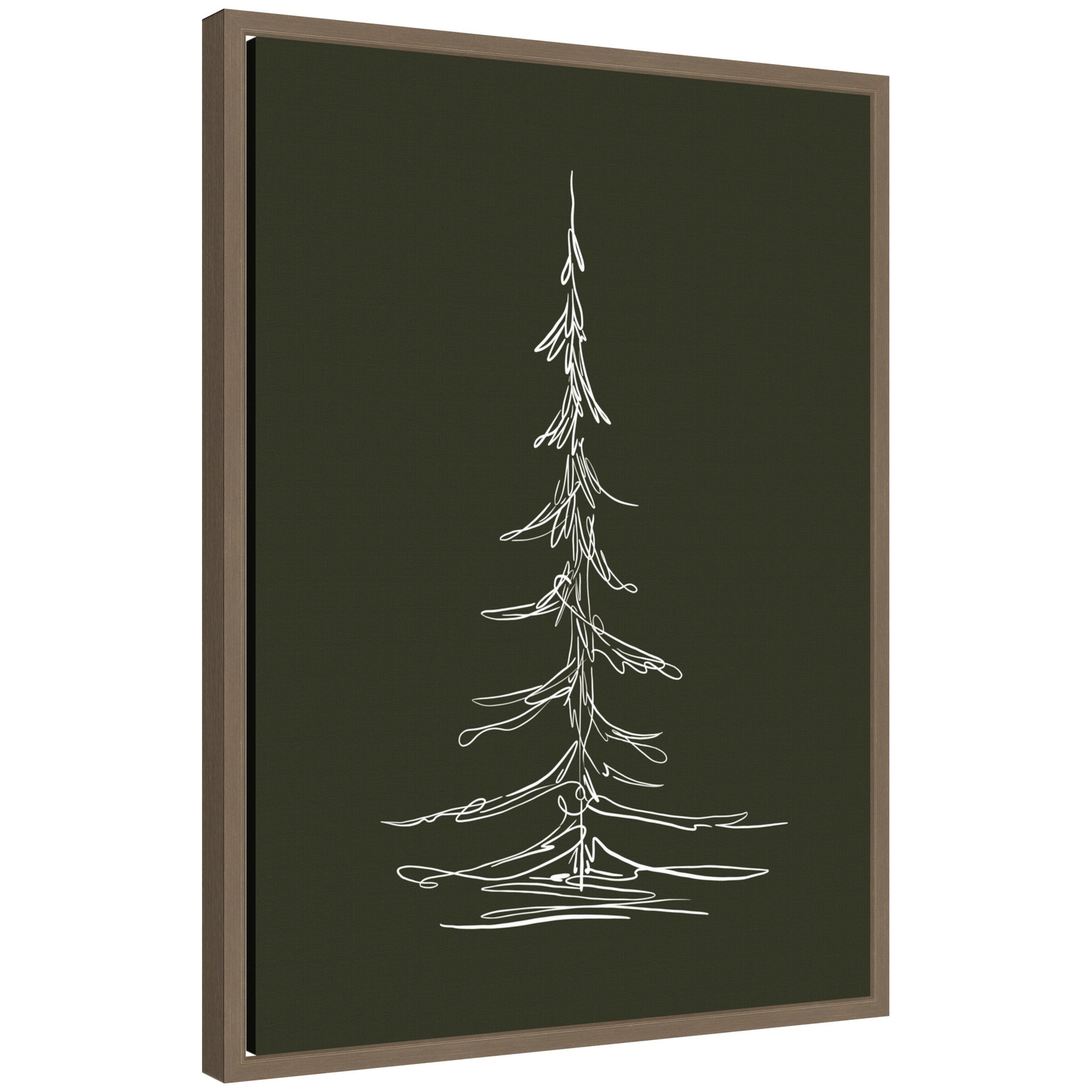 Sylvie Framed Canvas Minimalist Evergreen Trees Sketch 2 Green by The Creative Bunch Studio